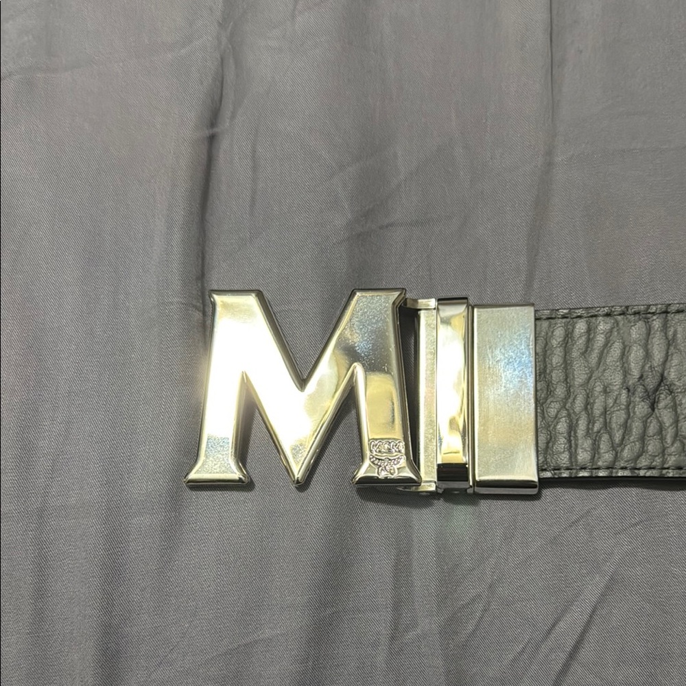 MCM Grey Belt with Silver buckle